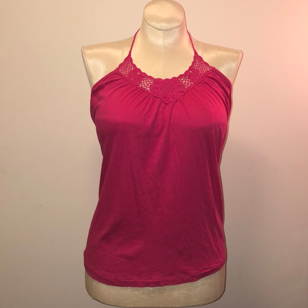 🐘Pink Halter Tie Back Gap Shirt